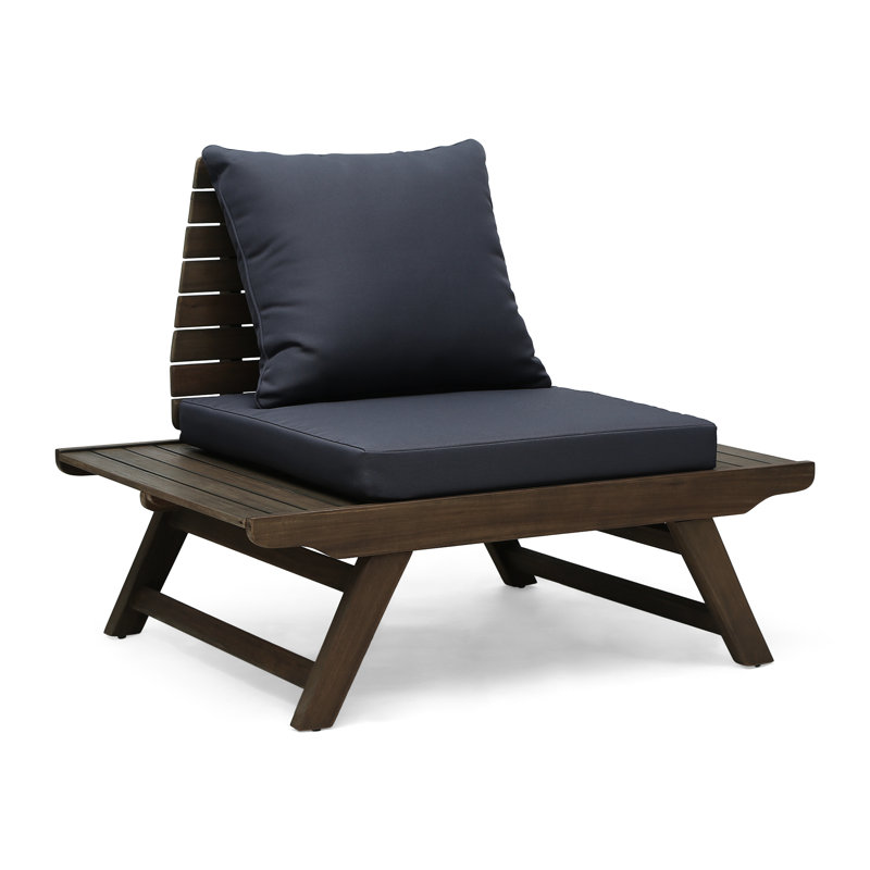 Siège d'extérieur avec coussins imperméables et surface élargie - garniture de chaise en bois gris foncé - doublures, Gris