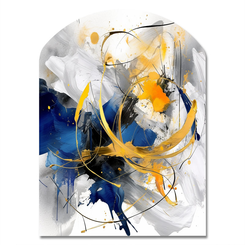 «Christophe», art mural asymétrique en métal fractal, arche bleue, H 34 po x l 25 po