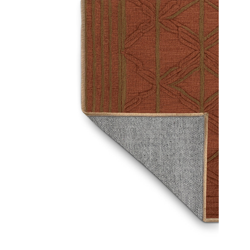 Machine Washable Trellis Brown Area Rug, Round 5'