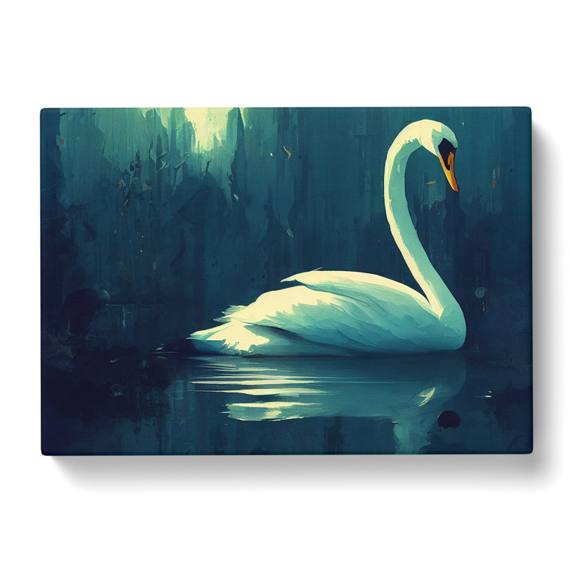 Swan Art Painting Vol.6 - Wrapped Canvas, 40cm H x 60cm W x 3cm D