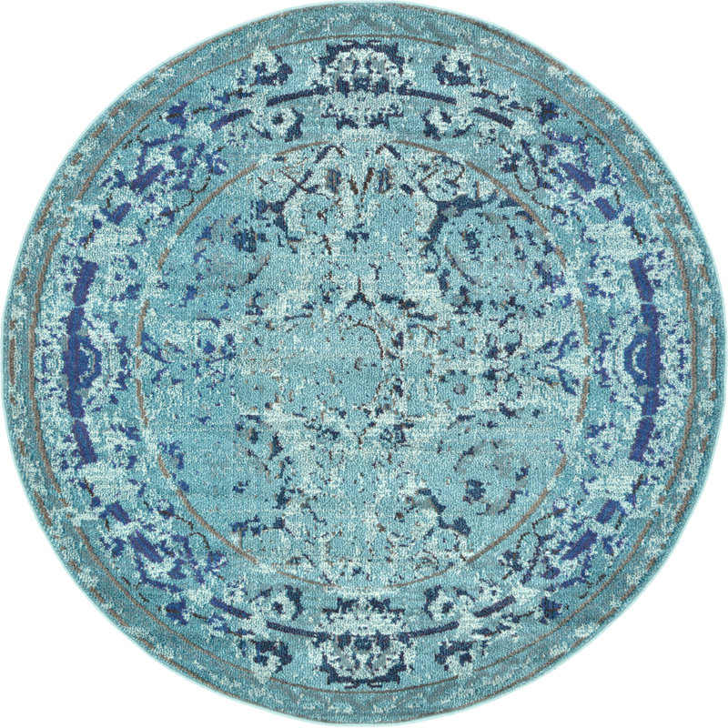 Colfin Washable Floral Indoor Rug, Round 6'1"