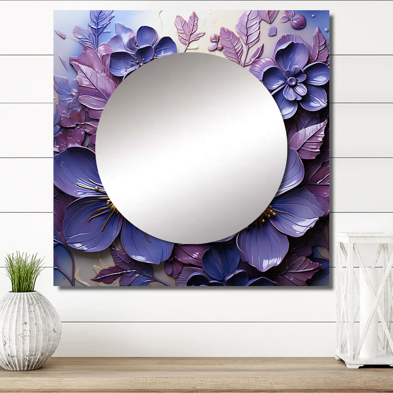 Jaquala - Miroir carré Violets pour décoration murale, 36 po x 36 po