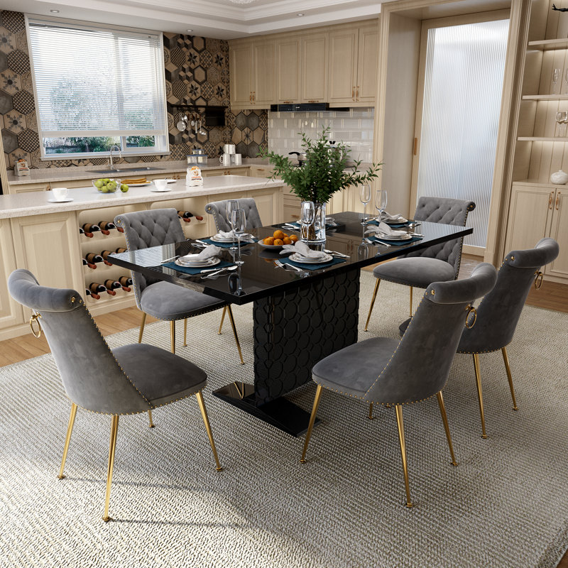 Ensemble de salle à manger rectangulaire L 62,75 po x l 31,5 po Magallanes, Noir, Gris