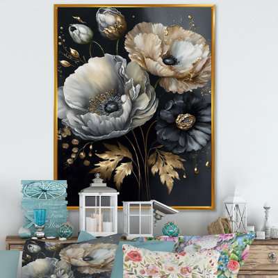 Bouquet de fleurs gris doré II - Bouquet de fleurs gris doré II - reproduction sur toile