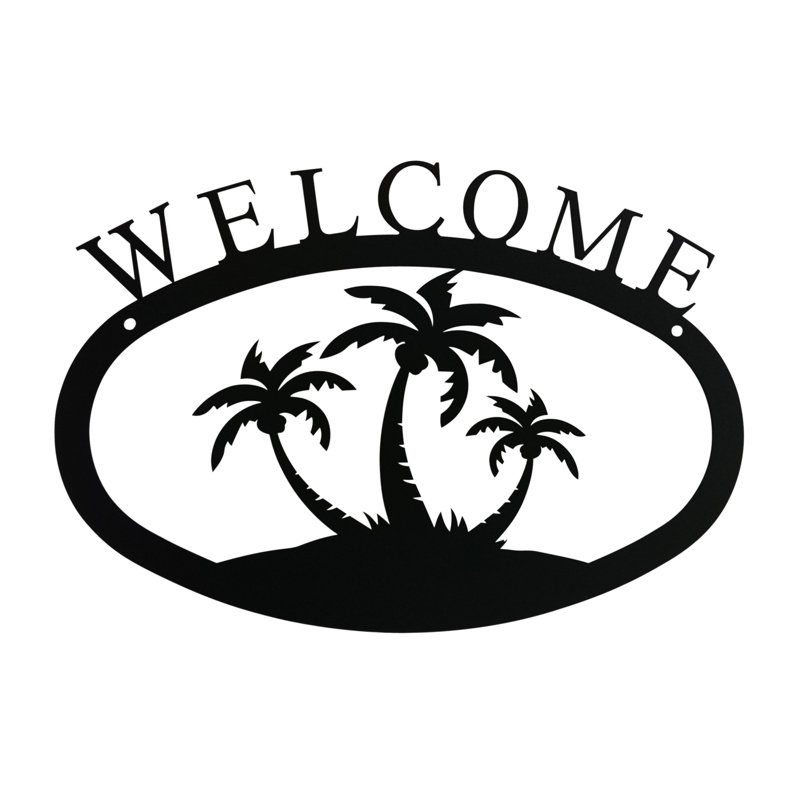 Palm Trees - Welcome Sign Large, 7.88" H x 11.38" W x 0.05" D