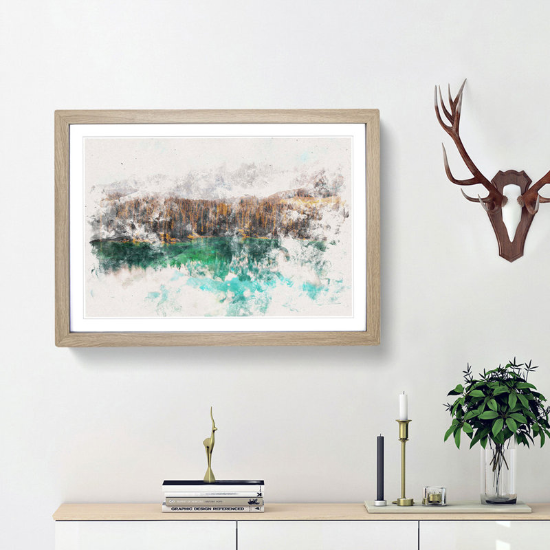 Mountain View Reflection - Framed Print, Oak Framed, 62cm H x 87cm W x 2cm D