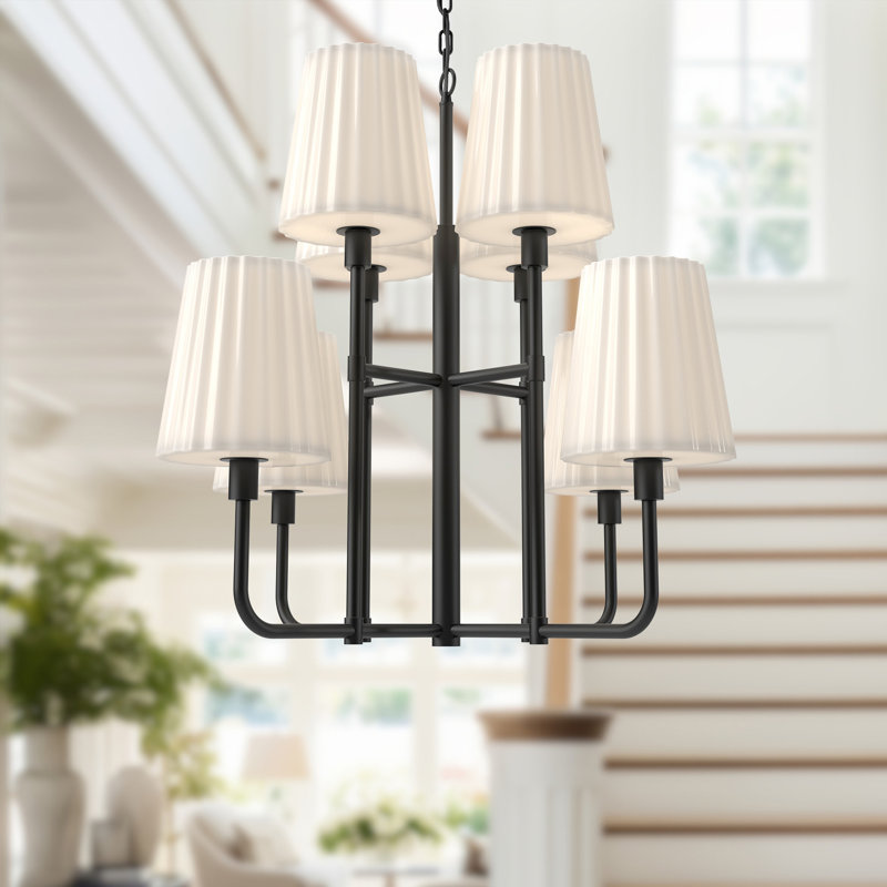 Lustre classique à 8 lumières Tindra, Noir mat