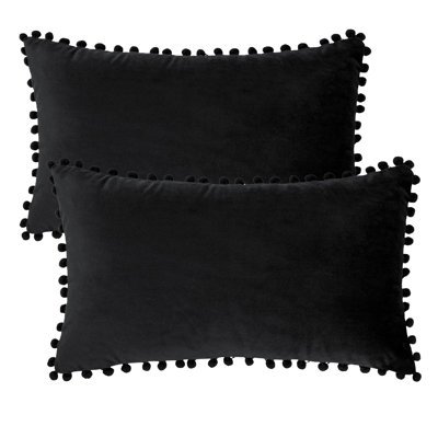 Coussin Silky Velvet Series Pom-poms