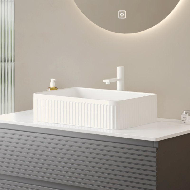 Lavabo vasque de salle de bain 20 po sans armoire, cuve en céramique blanche