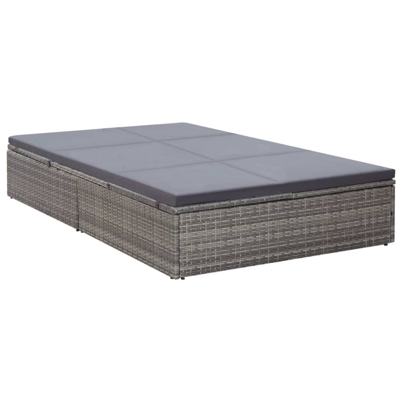 Gieseltraud 66" Long Single Chaise with Cushions, Gray, Dark Gray