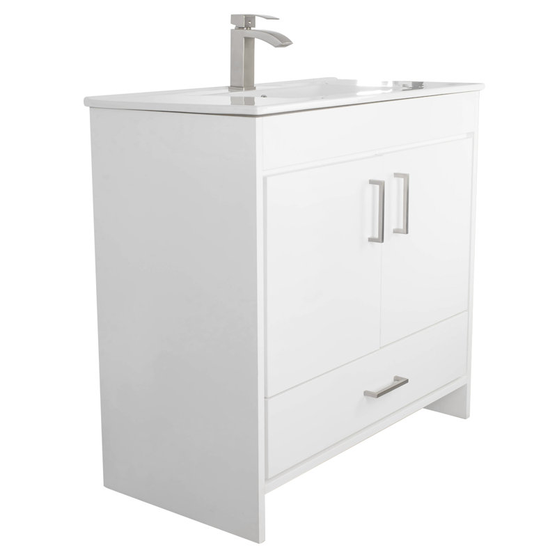 Ensemble de meuble-lavabo sur pied à simple cuve 36 po Skylar - Blanc mat, Blanc