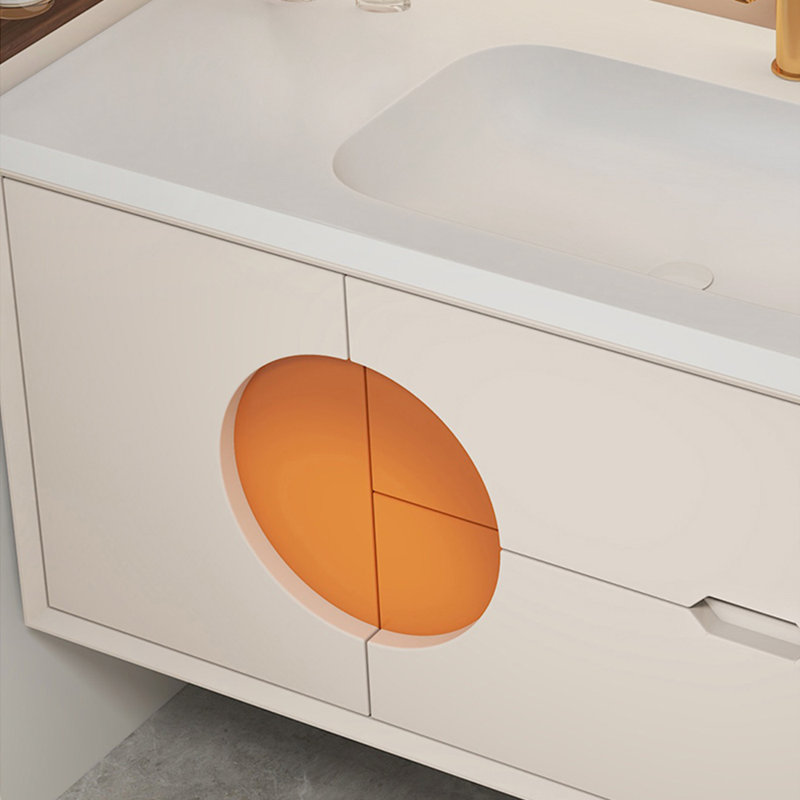 Armoire de salle de bain simple de style nordique, Crème, crème