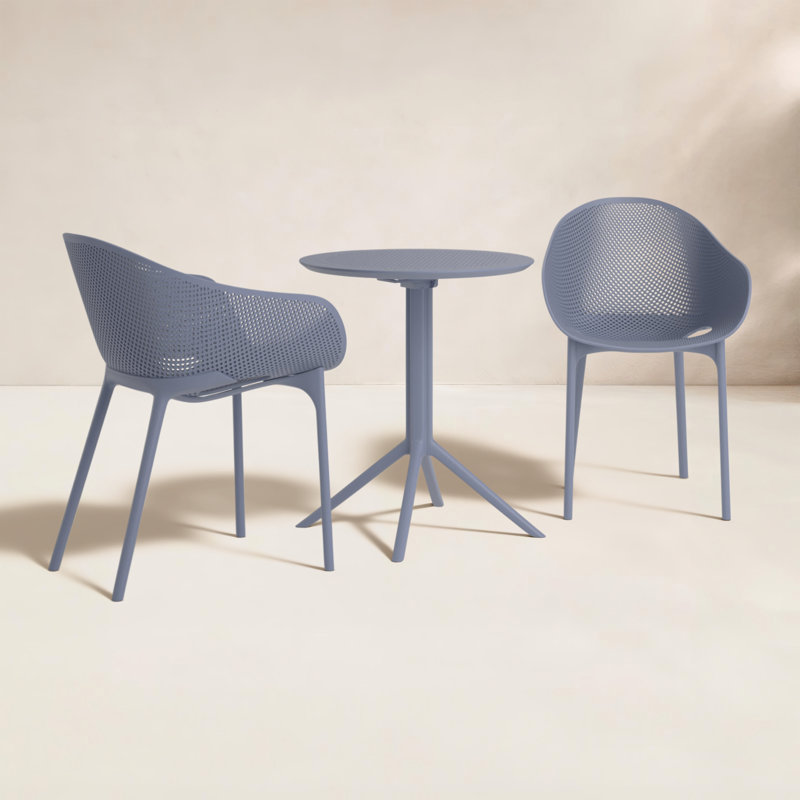Ensemble bistro pour 2 personnes avec chaises empilables 24 po Farrah, Gris foncé