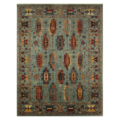 Wool Oriental Area Rug in Light Blue