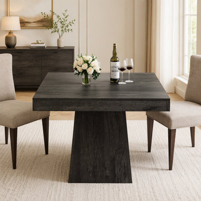 31.5″ Square Farmhouse Dining Table for 4, Small Kitchen Dinner Table with 3.94″ Thick Top and Pedestal Leg, Dining Rooms