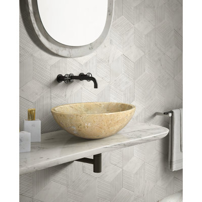 Gold Yellow Marble Vessel Sink For Bathroom, 15.7Xh5.9 Inches, Solid Block, Quality, Pre - Drilled Drain Hole Beige Shape, Construction,