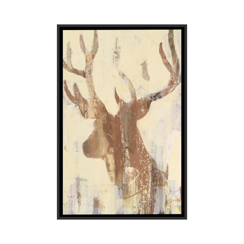 «Golden Antler II», reproduction d'art sur toile, H 26 po x l 18 po x P 1,5 po, Toile avec cadre noir, Pas de tapis