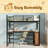 Metal Loft Bed With 3 Layers Of Shelves And L-Shaped Desk-726180223-726180222