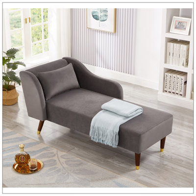 Modern Chaise Lounge Chair Velvet Upholstery