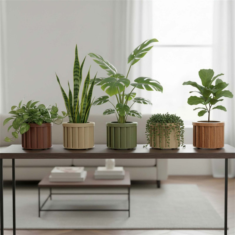 Round Strata Planter SM - Dark Brown, 5.13" H x 6.25" W x 6.25" D, Dark Brown