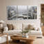 Ensemble de 3 toiles murales « Carrière de marbre brumeux aux veines dorées »-2074434624