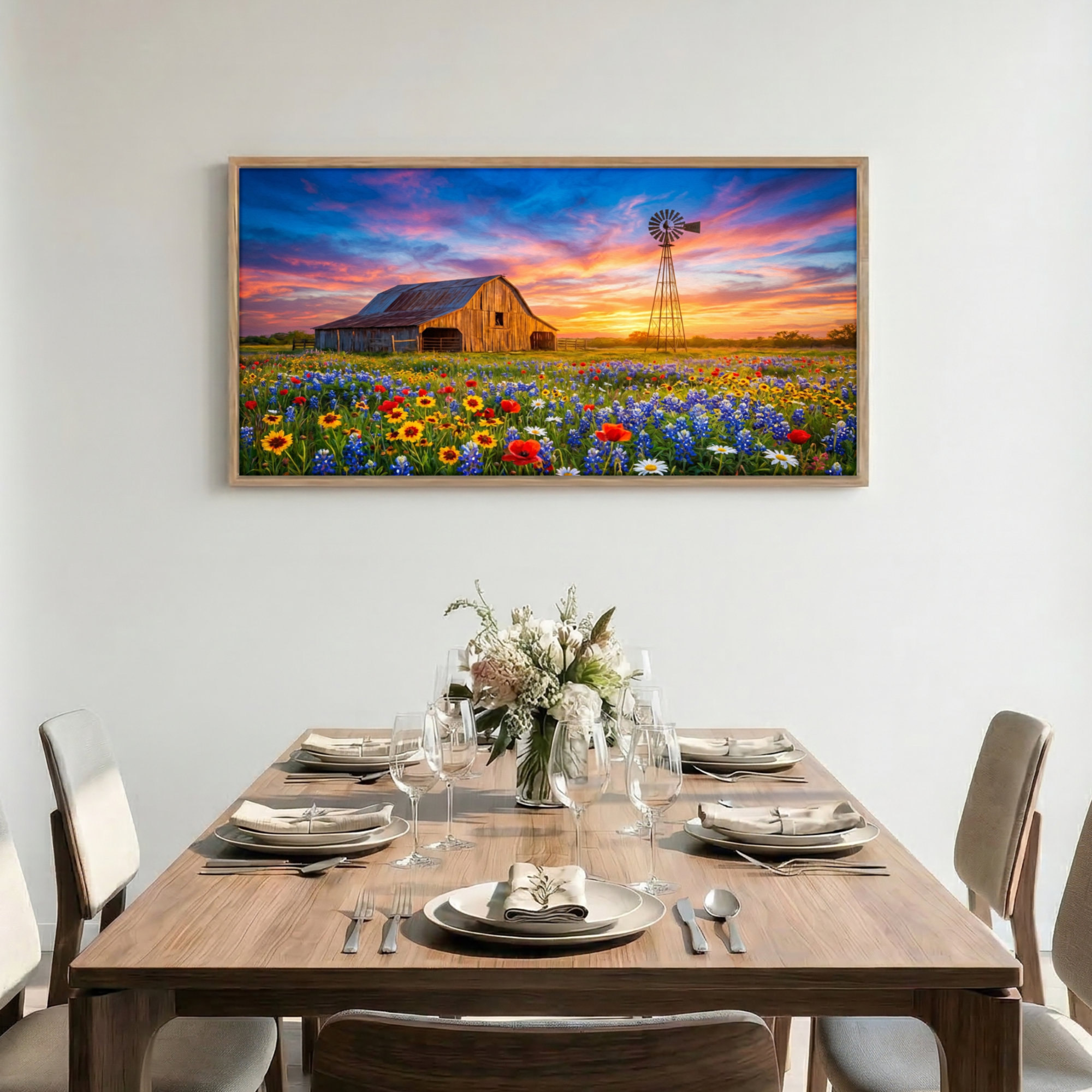 August Grove Farm Landscape Canvas Framed Wall Art Oil Painting Print ...