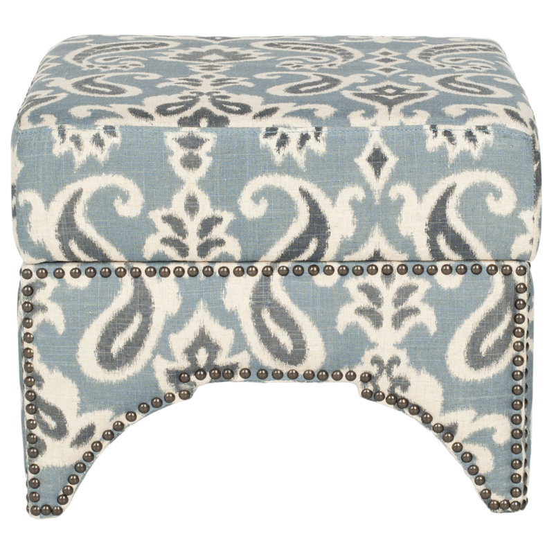 Repose-pieds carré avec rangement 20,3 po Declan, Blue / Grey / Off White