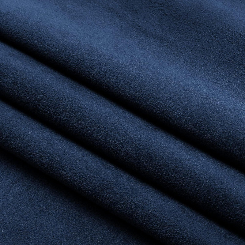Aleria Velvet Room Darkening Curtain Pair, 52" W x 63" L, Navy