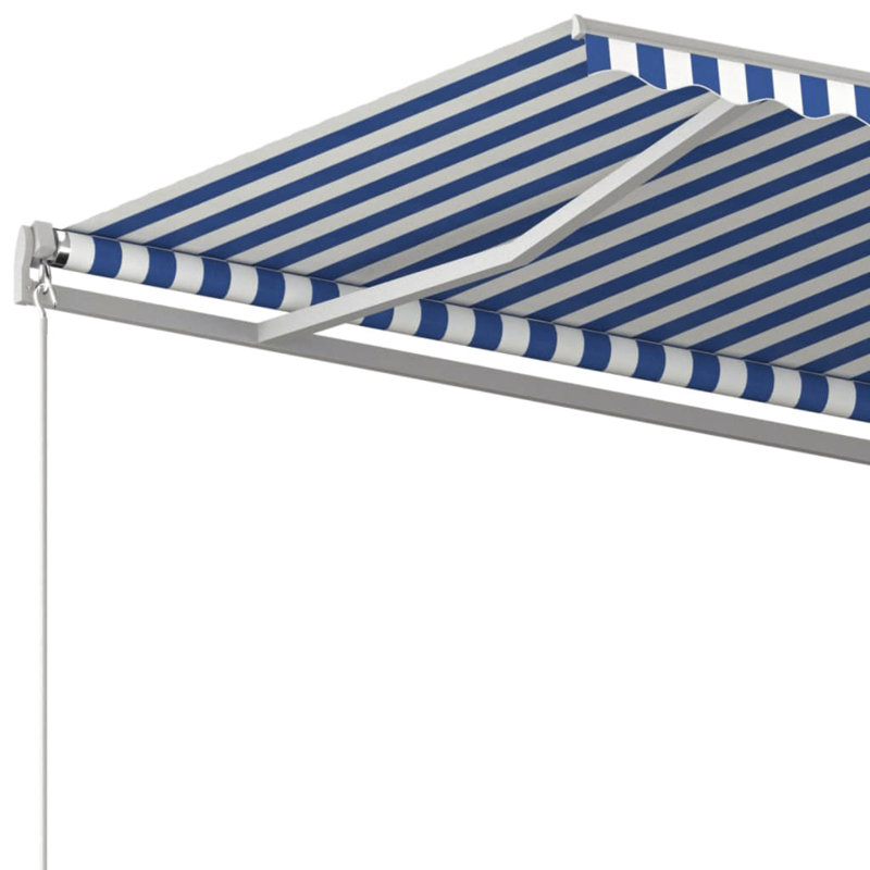 Dakota Fields 600cm W x 350cm D Polyester Cover Retractable Patio Awning, Blue, 18cm H x 500cm W x 350cm D