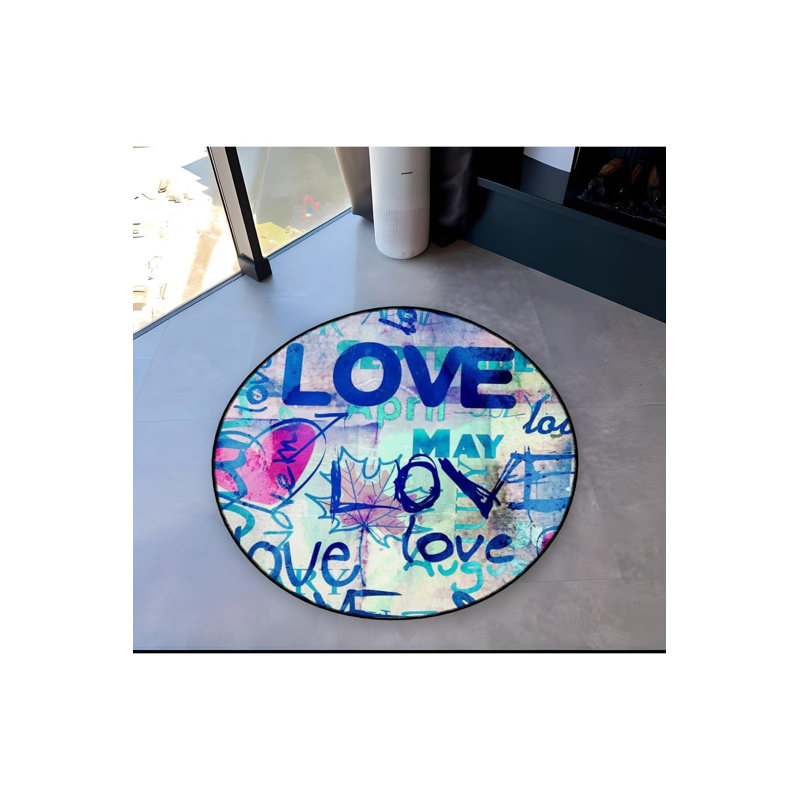 Tapis rond lavable à la machine rose, Sous-tapis rond 4 pi 11 po inclus