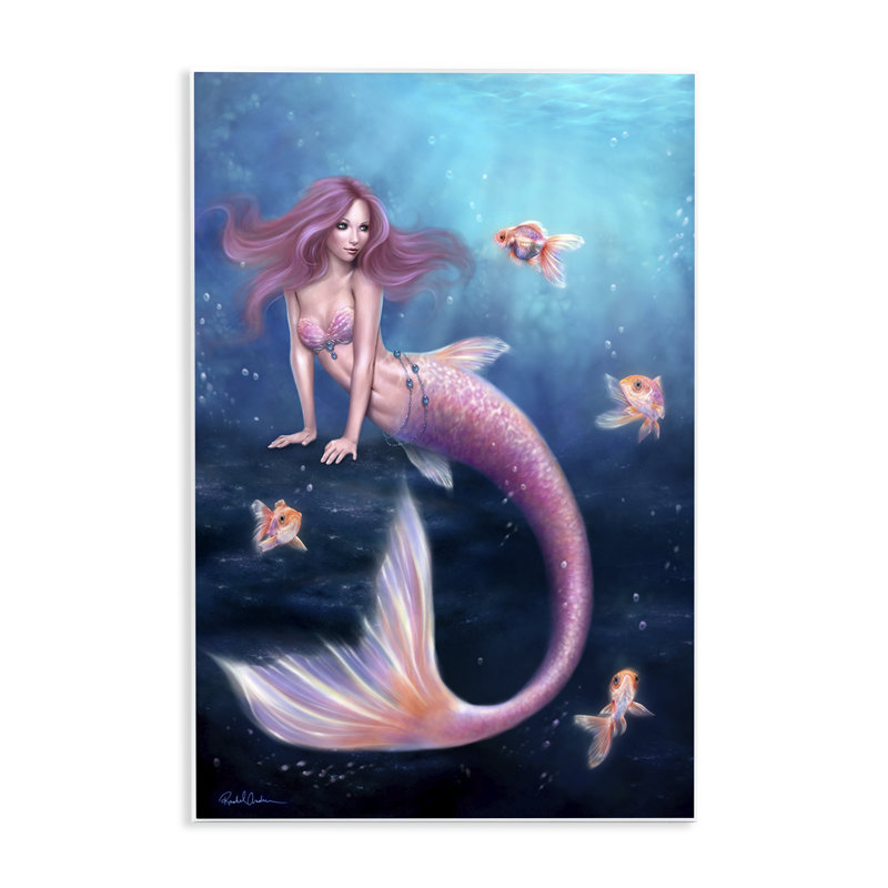 Plaque murale Aurelia, sirène et poisson, design par Rachel Anderson, H 15 po x l 10 po