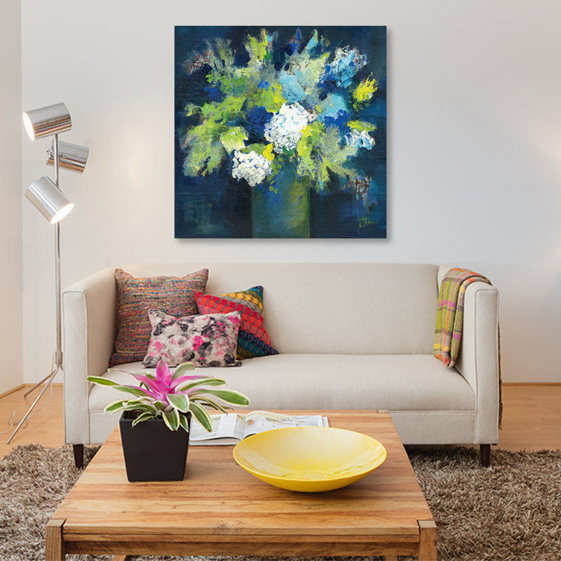 «Bleu», impression sur toile, H 12 po x l 12 po x P 0,75 po, Pas de tapis, Toile tendue