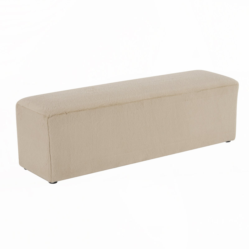 Fabric Bench with Wood Legs, for Living Room and Bedroom, Almond