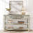 Farmhouse Console Table with 2 Drawers and 3-Tier Shelves, Grey Wooden Entryway Table