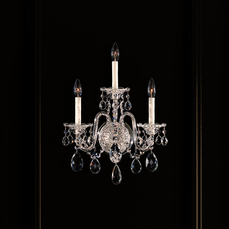 Sterling 3 - Light Candle Wall Light, Aurelia, Heritage Handcut Crystal Clear, 110 V