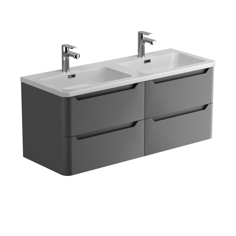 Eve 1200mm Double Bathroom Vanity with Vessel Polyglomerate Basin, Charcoal