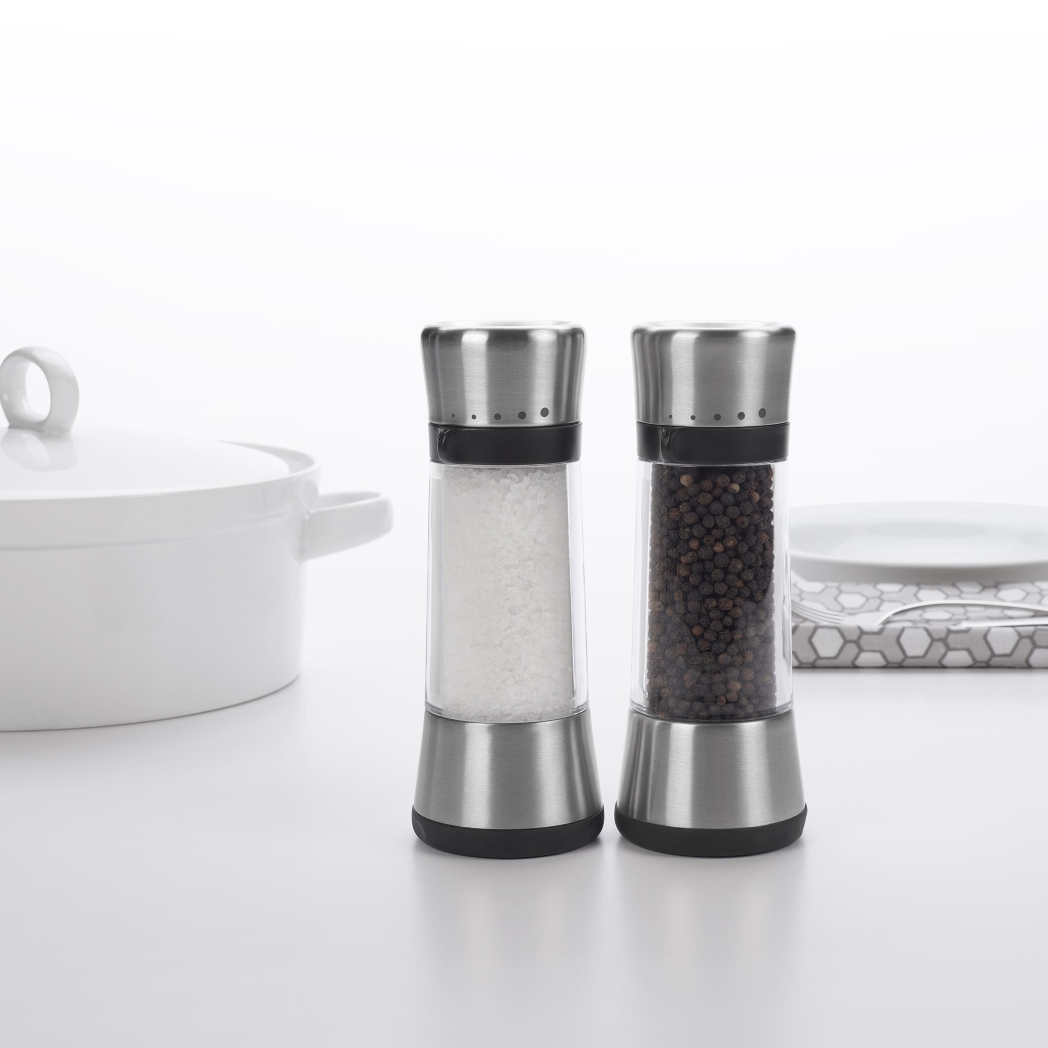 OXO Good Grips Mess-Free Pepper Grinder, Stainless Steel