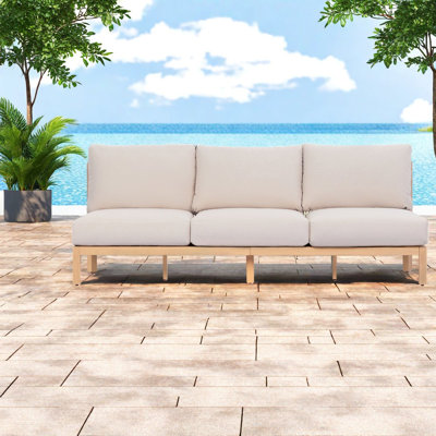 Canapés modernes de patio, 73 pouces en bois d'acacia 3 places pour la maison extérieure