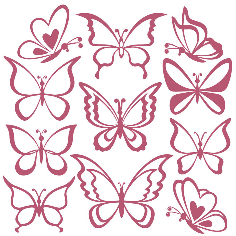 Adhésif décoratif papillon, H 55 po x l 58 po x P 0,01 po, Rouge à lèvres