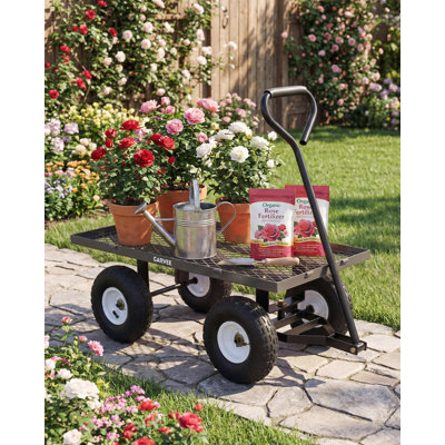 Heavy-Duty Garden Cart Wagon – 400 lbs Capacity Utility Yard Cart with Removable Mesh Panels