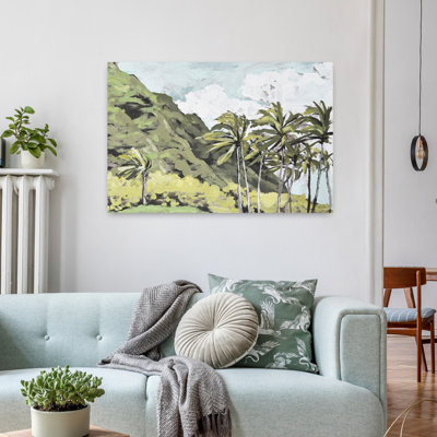 Contemporary Art Abstract Palm Tree Coastal Landscape Art 1 Piece Wrapped Canvas Wall Art