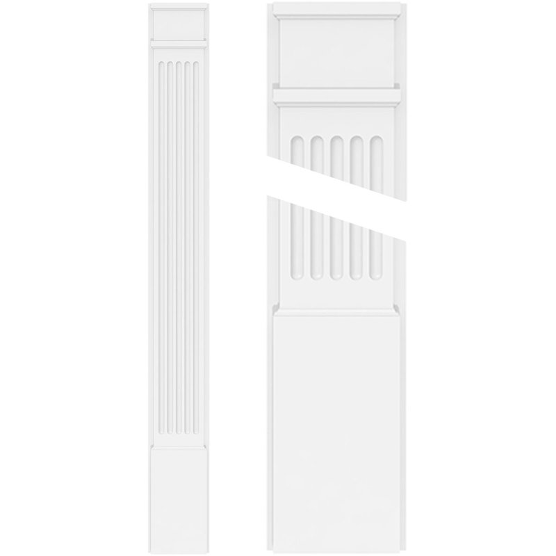 Fluted PVC Pilaster (Pair), 5", 82", Decorative Capital & Base