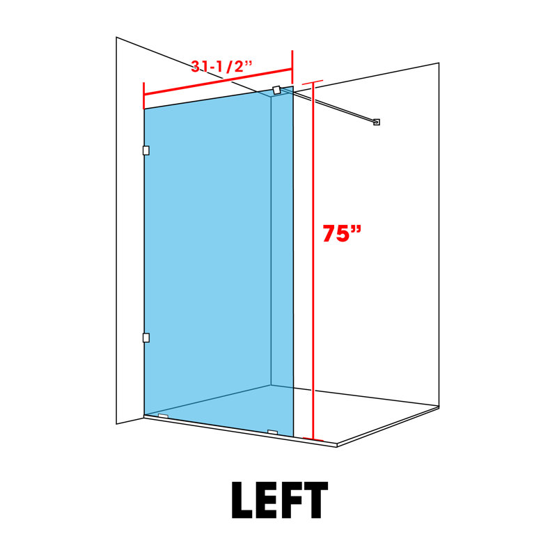 Paroi de douche en verre trempé l 37-1 / 2 po x H 75 po avec panneau sablé givré