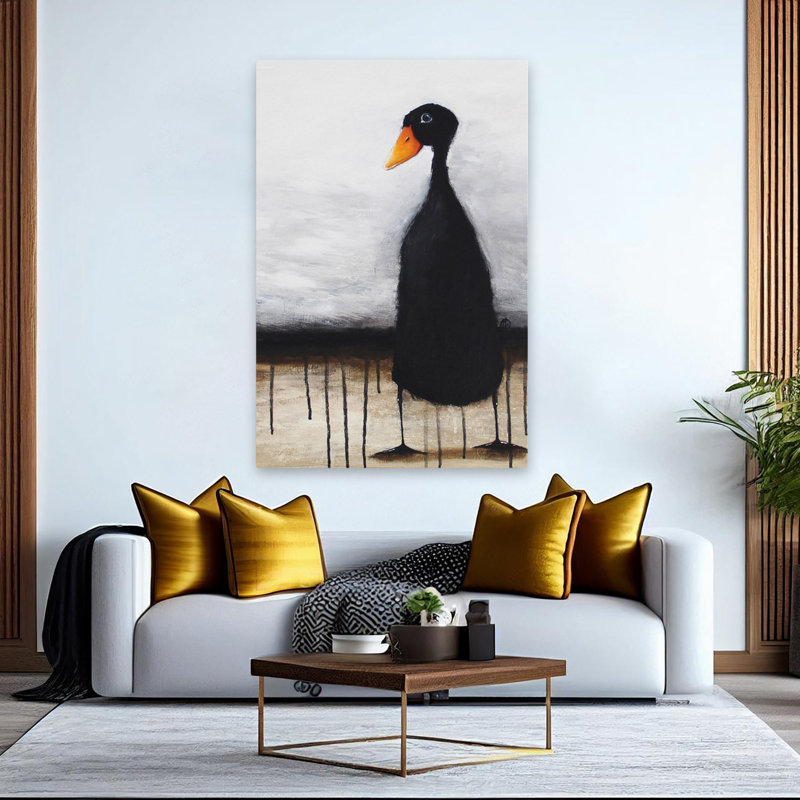 Le canard noir - animaux, oiseaux, canards, art, H 60 po x l 40 po