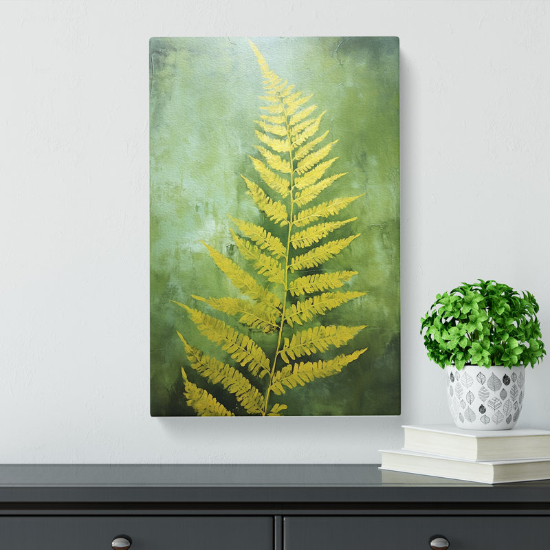 Fern Leaf Gestural - Wrapped Canvas Print, 50cm H x 35cm W x 3cm D