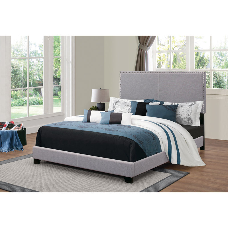 Marlene Upholstered Eastern King Panel Bed Grey, King, Gray