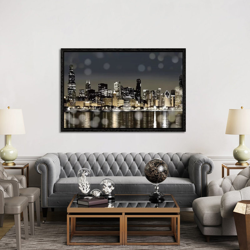 Chicago Nights I 1 Piece Wall Art on Canvas, 152.5 cm H x 101.5 cm W, Black Floater Framed