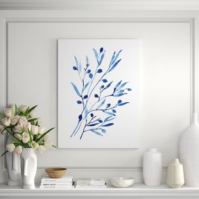 Foglie Blu II Print by Barclay Butera, 32" H x 24" W x 1.5" D, Image Brush Gel
