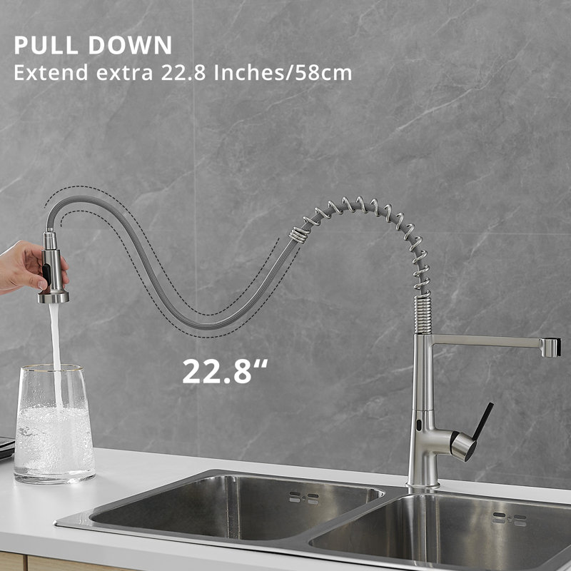 FLG 1270series Pull Down Touchless Kitchen Faucet, Brushed Nickel