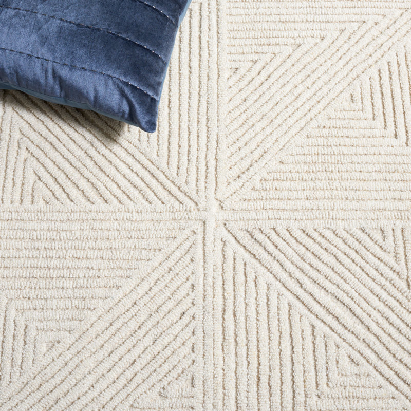 Tapis géométrique en laine / coton touffeté à la main Lisabet, Rectangle 8 pi x 10 pi